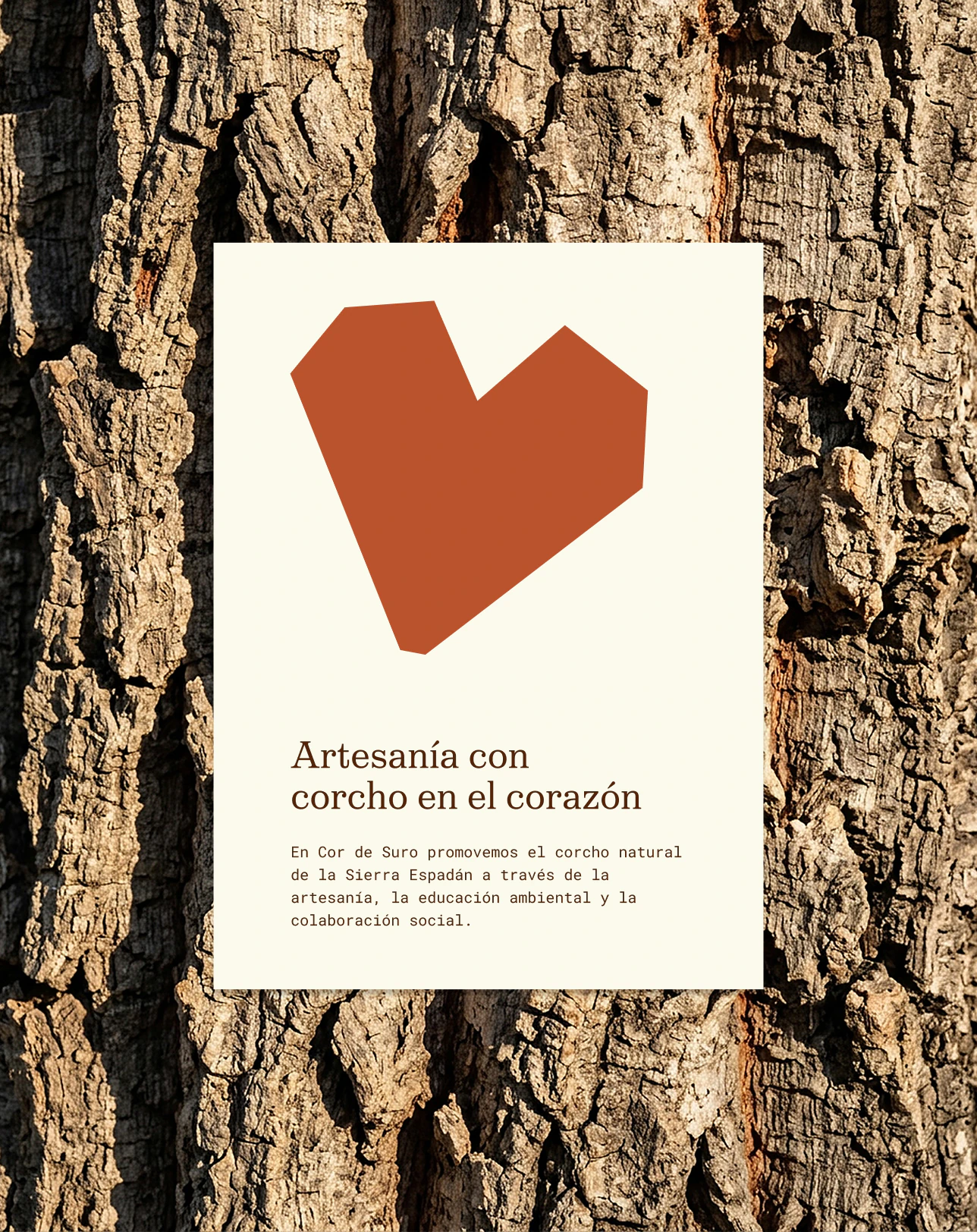 Cor de Suro poster on cork oak bark: craft with cork at heart