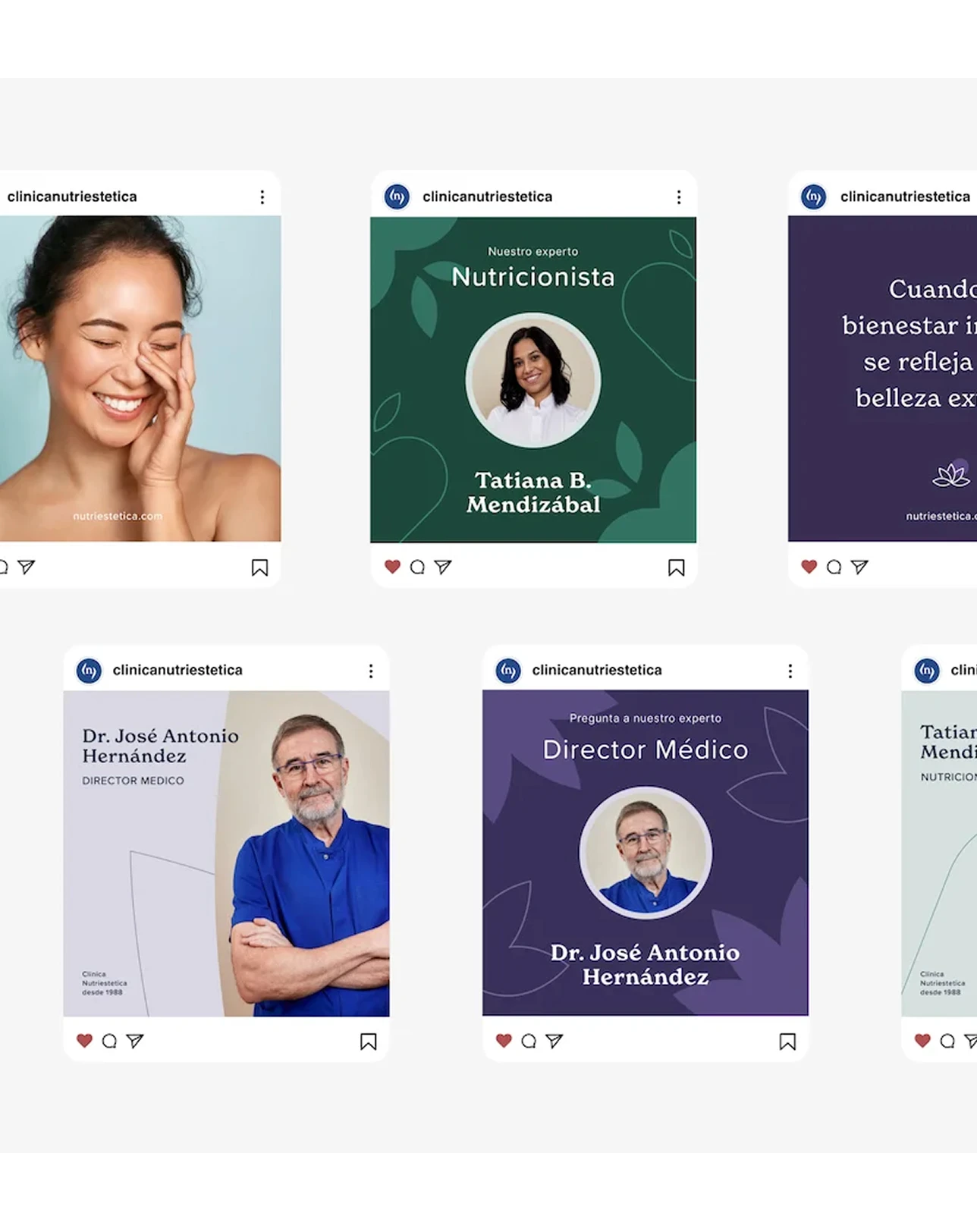Publicaciones de Instagram de Nutriestética: sus especialistas, frases de marca y fotos de pacientes