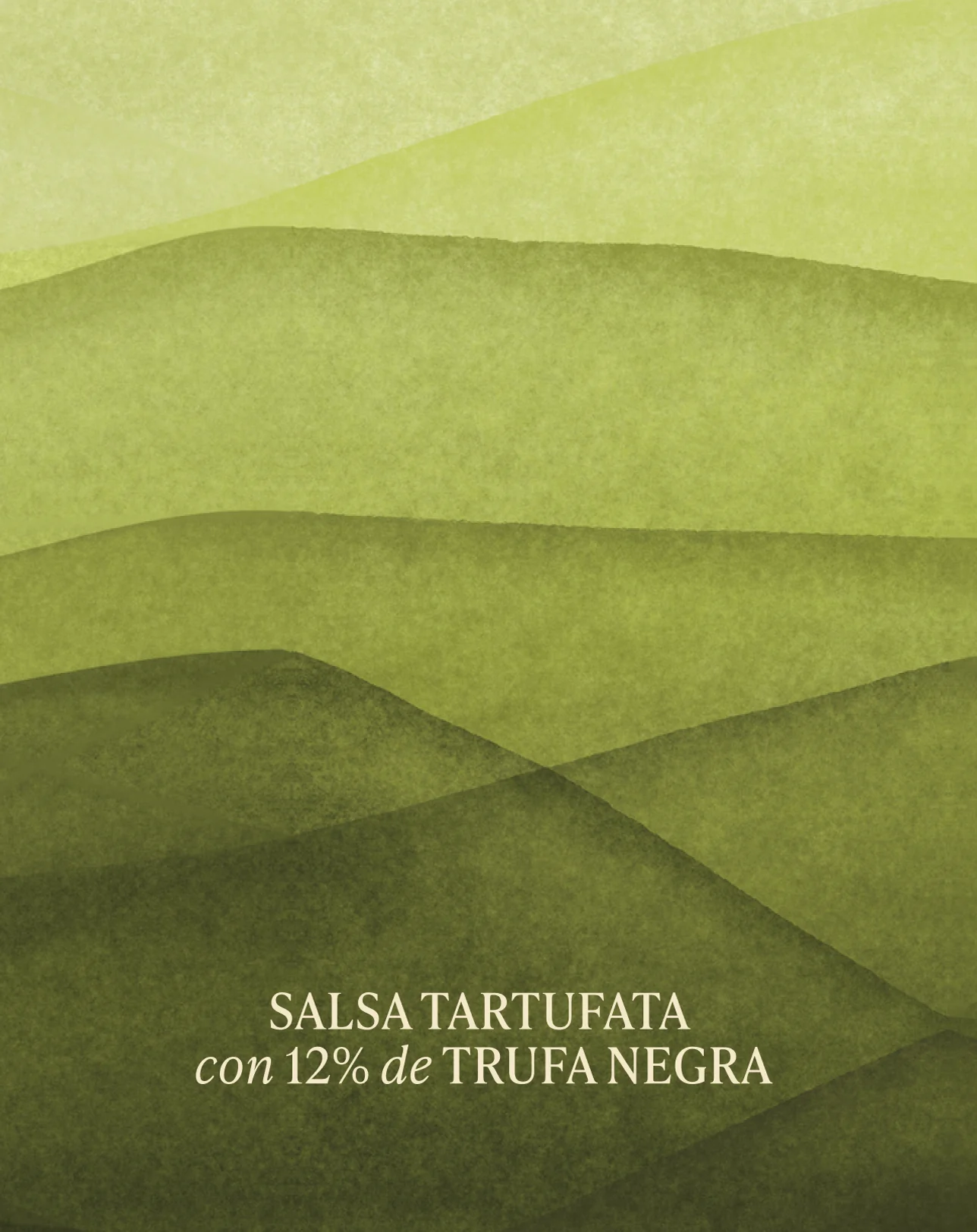 Illustrated green landscape: tartufata sauce with 12% black truffle